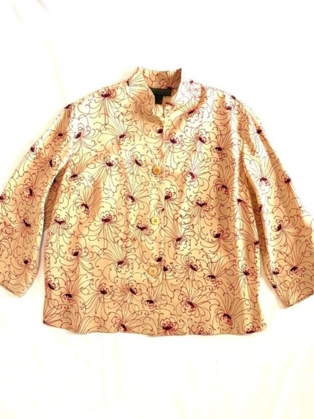 Harari silk top Small tan red vintage - Picture 2 of 9